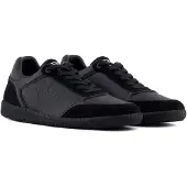 Emporio Armani unisex. 7X000405_AF19826 Heritage Eagle Leather Sneakers black (36), Noir, Plat, Lacets, Casuel