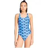 Adidas Logo Graphic V-back Swimsuit Bleu 36 Femme