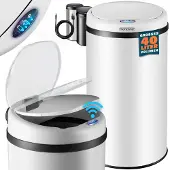 Monzana Sensor Poubelle Blanc Inox 40 litres