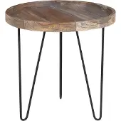 Beliani Table d'appoint en bois brun foncé avec pieds noirs 50 x 50 x 50 cm style industriel rustique