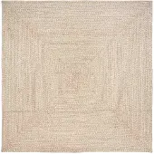 vidaXL Tapis Naturel et blanc 240 x 240 cm Jute