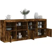 vidaXL Sideboard avec lampes LED chêne fumé 164x37x67 cm