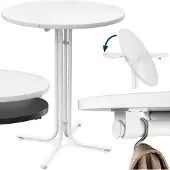 Casaria Table haute blanche 80x110cm ronde pliable
