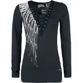 Vixxsin T-shirt manches longues de - Top Shadow Angel - S - XXL - pour Femme - noir - Taille L