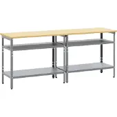 vidaXL : Ensemble de deux établis de travail. Acier revêtu par poudre, beige et gris