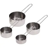 Eh Excellent Houseware Jeu de gobelets gradués, 4 pièces, Verre mesureur, Argent