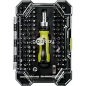 Goobay 77844 Jeu de tournevis avec jeu de 100 embouts - Jeu d'outils en acier S2 pour les travaux de vissage, de montage et de bricolage