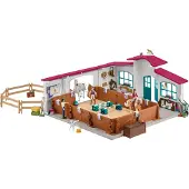Schleich Horse Club Peppertree Riding Arena Coffret de jeu équestre de 179 pièces avec manège, écurie, 2 chevaux, 3 figurines de cavalier et joue
