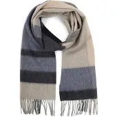 Profuomo Écharpe Laine Colourblock Multicoloré Beige Gris Bleu