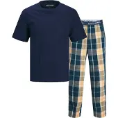 Jack & Jones Pyjama long 'JACLUCA' crème / bleu marine / pétrole