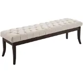 CLP Banquette avec pieds en bois assise en tissu Crème