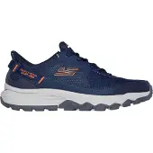 SKECHERS WIP 237634-NVOR in Navy Leather/Textile/Orange Trim color size 41