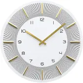 Nextime Horloge murale à quartz 50 x 50 cm, blanc et or, analogique, en MDF
