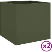 vidaXL Jardinières 2 pcs vert olive 42x40x39 cm acier