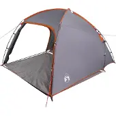 vidaXL Tente de camping pour 2 personnes, gris et orange, en tissu taffetas