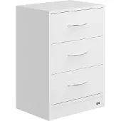 Casaria Table de chevet Eloise blanc 54x39x28cm 3 tiroirs avec LED