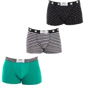 Dim Lot De 3 Boxers Homme Coton Stretch À Imprimés Pois Rayures Dim Vibes