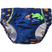 Playshoes Maillot de bain 'Krokodil' bleu foncé / pomme / orange / blanc