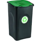 Stefanplast Poubelle noire 50 litres avec couvercle vert