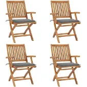 vidaXL Chaises de jardin pliantes avec coussins 4 pcs. Bois massif teck