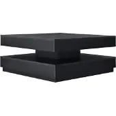 En.casa Table basse 'Florenz' Table de salon carrée 76 x 76 x 38 cm plateau pivotant noir