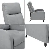 En.casa Fauteuil relax Bregenz Fauteuil relax 102x60x92 cm Fauteuil de télévision Fauteuil avec dossier réglable Fauteuil TV en textile gris clair []