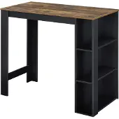 En.casa Table de bar 'Danderyd' comptoir de bar 120 x 60 x 106 cm avec 3 étagères noir/chêne, foncé