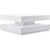 En.casa Table basse « Florence » : table de salon carrée 76 x 76 x 38 cm, plateau pivotant, blanc