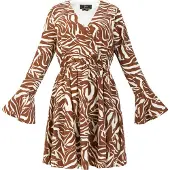 Faina Robe brun foncé / blanc