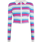 Mymo Cardigan 'Blonda' azur / violet / cyclamen / blanc
