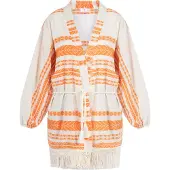 IZIA Kimono orange / blanc naturel