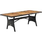 Casaria Table en résine tressée de jardin Takeo noire 190x90x74cm