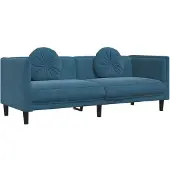vidaXL Canapé 3 places avec coussins bleu velours