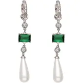 Gaya Boucles d'oreilles émeraude / argent / blanc perle