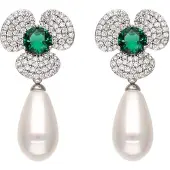 Faina Boucles d'oreilles vert / transparent / blanc perle