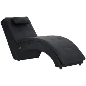 vidaXL Chaise longue de massage avec oreiller Noir Similicuir