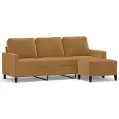 vidaXL Canapé à 3 places avec repose-pieds Marron 180 cm Velours