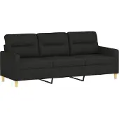 vidaXL Ensemble de canapés 3 pièces avec coussins Tissu noir