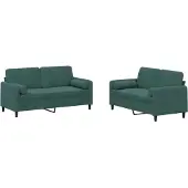 vidaXL Ensemble de canapés 2 pièces avec coussins vert foncé velours