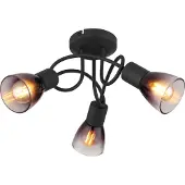 Globo Satella Plafonnier triple noir mat, métal Ø7,2cm 54312-3D