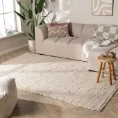 NATURL. Tapis en laine - Feline Blanc/Chiné | 280x380 cm | Rectangulaire | Tissage plat