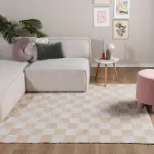 FRAAI Tapis rétro - Gambit Crème/Blanc | 80x150 cm | Rectangulaire | Pile haute