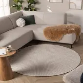 NATURL. Tapis en laine rond - Bliss Crème | Ø 120 cm | Rond | Tissage plat