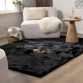 NATURL. Tapis doux à poils longs - Comfy Supreme Noir | 140x200 cm | Rectangulaire | Pile haute