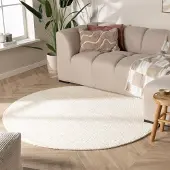 NATURL. Tapis en laine rond - Feline Blanc | Ø 230 cm | Rond | Tissage plat