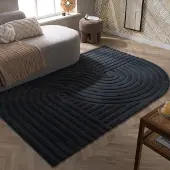 FRAAI Tapis de forme irrégulière - Wavy Anthracite | 200x290 cm | Irréguliers | Pile haute