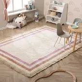 Little Olly Tapis lavable pour enfant - Milo Rose | 120x170 cm | Rectangulaire | Pile courte