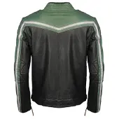 TOP GUN Racing, veste en cuir ,Noir/Vert/Beige ,M