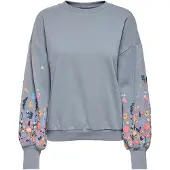 ONLY Sweat-shirt 'ONLBrooke' bleu-gris / bleu clair / jaune / orange