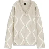BOSS Pull Relaxed en laine vierge avec maille Aran